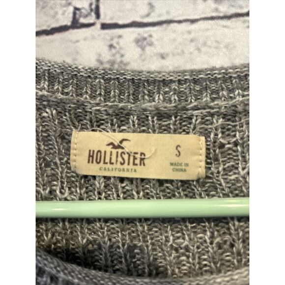 Hollister long sleeve  gray lace sweater pullover top open knit women's small - Picture 4 of 6